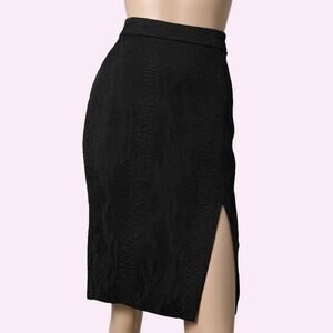 ALTUZARRA Black Crocodile Textured Midi Skirt w/ Tags